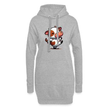 Kuh - Hoodie-Kleid - Grau meliert - Vorne
