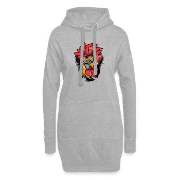 Coq Couleurs Dessin Tatouage Poulets Symbole Logo - Sweat-shirt à capuche long Femme - gris chiné - Devant