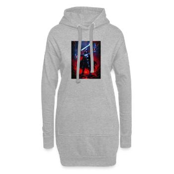 Guerrier des ténèbres dans la tempête de flammes - Sweat-shirt à capuche long Femme - gris chiné - Devant