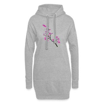 Branche de fleur de style printanier - Sweat-shirt à capuche long Femme - gris chiné - Devant