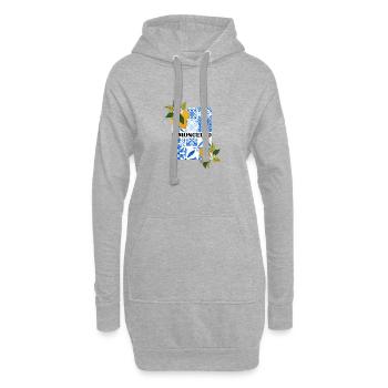 Limoncello – Motif agrumes et azulejo - Sweat-shirt à capuche long Femme - gris chiné - Devant