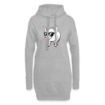Cochon - Sweat-shirt à capuche long Femme - gris chiné - Devant