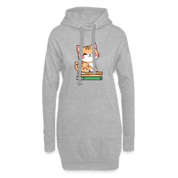 Katze mit Büchern - Hoodie-Kleid - Grau meliert - Vorne