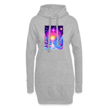 « Rêves de forêt cosmique - Voyage au coucher du soleil au néon » - Sweat-shirt à capuche long Femme - gris chiné - Devant