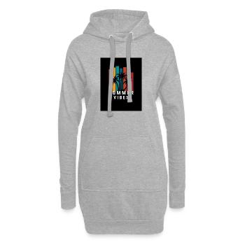 Sommerliche Vibes mit Palmen und Colorblocks - Hoodie-Kleid - Grau meliert - Vorne