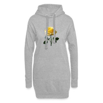 Rose jaune sur feuilles vertes - Sweat-shirt à capuche long Femme - gris chiné - Devant