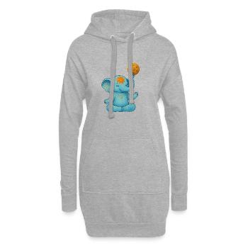 Yoga Elefant mit Handpan Sonne - Hoodie-Kleid - Grau meliert - Vorne