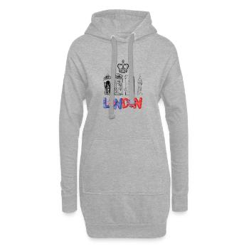 London Love Heart Flag Design - Hoodie Dress - heather grey - Front