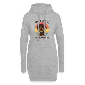 Not Gay But Supportive – Dackel & Regenbogen - Hoodie-Kleid - Grau meliert - Vorne