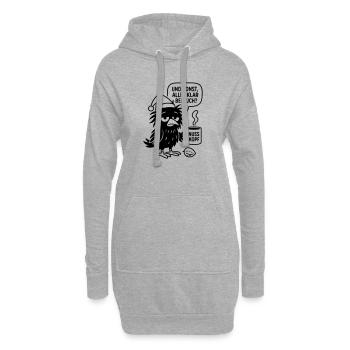 Corbeau mignon avec tasse et bulle de dialogue - Sweat-shirt à capuche long Femme - gris chiné - Devant