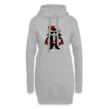 Dessin animé de vampire cool avec lunettes de soleil et casquette - Sweat-shirt à capuche long Femme - gris chiné - Devant