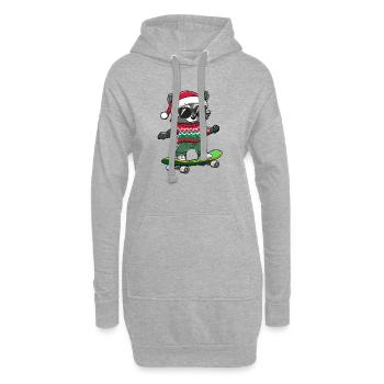 Waschbär Weihnachten Lustig - Hoodie-Kleid - Grau meliert - Vorne
