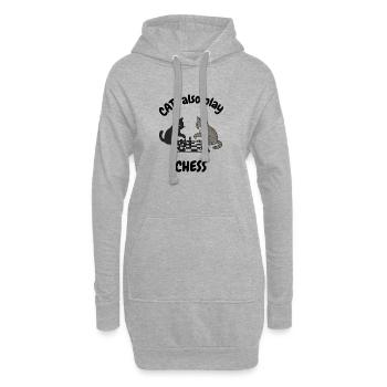 Katze spielt auch Schach - Hoodie-Kleid - Grau meliert - Vorne