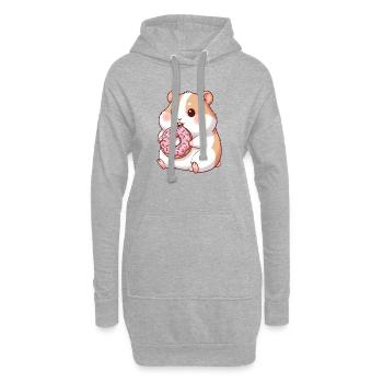 hamster mignon et cochon d’Inde dessin animé beignet - Sweat-shirt à capuche long Femme - gris chiné - Devant