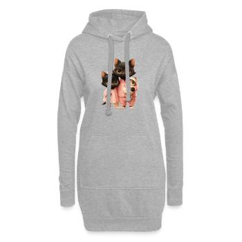 Katzenfamilie im Pyjama mit Baby - Hoodie-Kleid - Grau meliert - Vorne