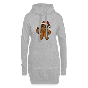 Gingerbread Santa mit Sonnenbrille Weihnachten - Hoodie-Kleid - Grau meliert - Vorne