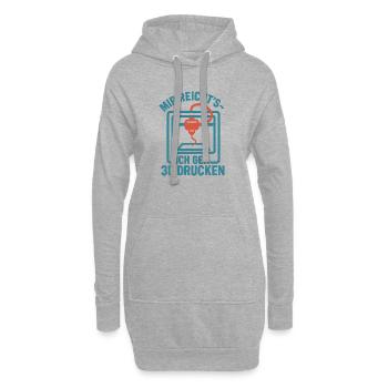 J’en ai assez, je vais faire de l’impression 3D - Sweat-shirt à capuche long Femme - gris chiné - Devant
