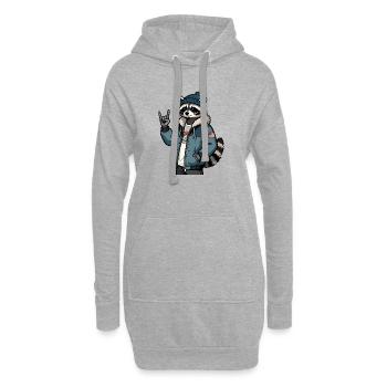 Cooler Waschbär  - Hoodie-Kleid - Grau meliert - Vorne