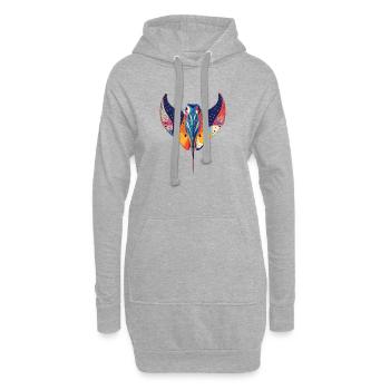 Bunter Manta Rochen Illustration Meerestiere Motiv - Hoodie-Kleid - Grau meliert - Vorne