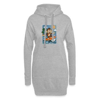 Dessin animé du singe surfeur - Design tropical d’été - Sweat-shirt à capuche long Femme - gris chiné - Devant