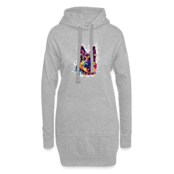 Hund Schäferhund Kunst - Hoodie-Kleid - Grau meliert - Vorne