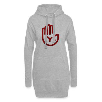 Empreinte de main Red Minimal - Sweat-shirt à capuche long Femme - gris chiné - Devant