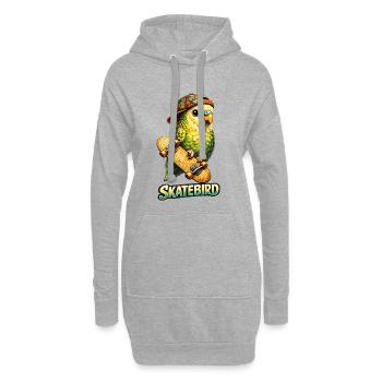 Skatebird – Perroquet tropical avec skateboard & Ca - Sweat-shirt à capuche long Femme - gris chiné - Devant