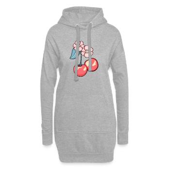 Kirschblüten Charme Illustration - Hoodie-Kleid - Grau meliert - Vorne