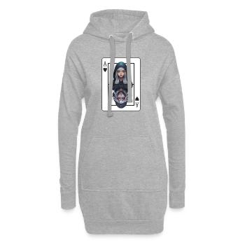 Doppelter Schatten: Ass Portrait - Hoodie-Kleid - Grau meliert - Vorne
