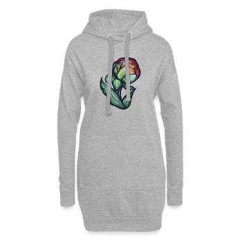 Aquarell Pfingstrosenblüte - Hoodie-Kleid - Grau meliert - Vorne
