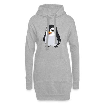 Dessin animé Penguin Fatigué, langue tombante - Sweat-shirt à capuche long Femme - gris chiné - Devant