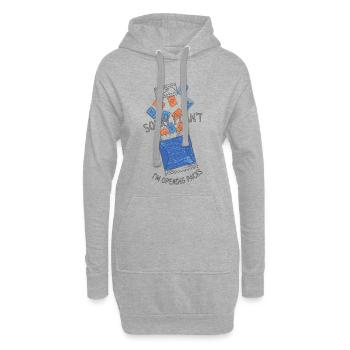 Tut mir leid, ich kann nicht. Ich öffne Packs, Sammelkarten. - Hoodie-Kleid - Grau meliert - Vorne