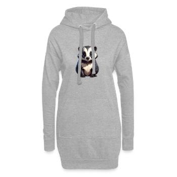 Blaireau - Sweat-shirt à capuche long Femme - gris chiné - Devant