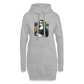 La Joconde fume de l’art drôle - Sweat-shirt à capuche long Femme - gris chiné - Devant