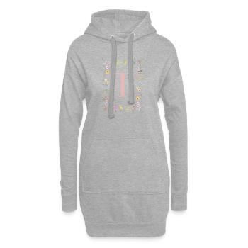 Initiales florales « T », monogramme de lettres - Sweat-shirt à capuche long Femme - gris chiné - Devant