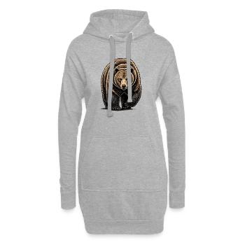 Illustration d’art au trait de Bear Watcher - Sweat-shirt à capuche long Femme - gris chiné - Devant