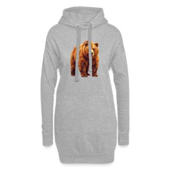 Geometrische Grizzlybär-Low-Poly-Kunst - Hoodie-Kleid - Grau meliert - Vorne