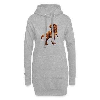Tonalités terrestres low poly Geometric T-Rex Dinosaur - Sweat-shirt à capuche long Femme - gris chiné - Devant