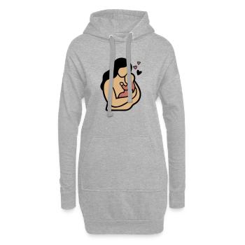 Maman Câlin de bébé Bohême - Sweat-shirt à capuche long Femme - gris chiné - Devant