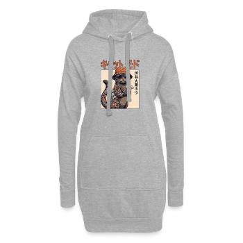 Japanische Shibuya Katze - Hoodie-Kleid - Grau meliert - Vorne