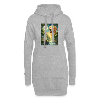 Hurler au mème de la lune Chien Golden Retriever - Sweat-shirt à capuche long Femme - gris chiné - Devant