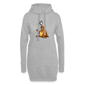 Morse et manchot - Sweat-shirt à capuche long Femme - gris chiné - Devant