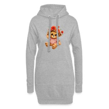 Petit ours mignon en été avec un chapeau de pavots - Sweat-shirt à capuche long Femme - gris chiné - Devant