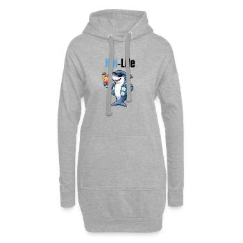 Hai-Life | Cooler Cartoon-Hai mit Sommerfeeling - Hoodie-Kleid - Grau meliert - Vorne