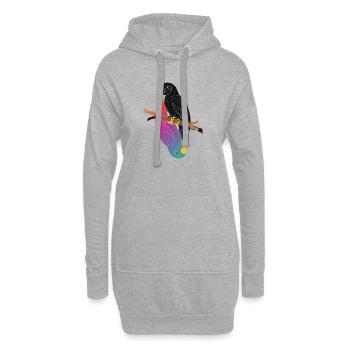 Deux perroquets sur le dessin de la bande dessinée de branche - Sweat-shirt à capuche long Femme - gris chiné - Devant