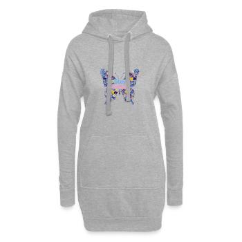 Papillon floral : Reste positif - Sweat-shirt à capuche long Femme - gris chiné - Devant