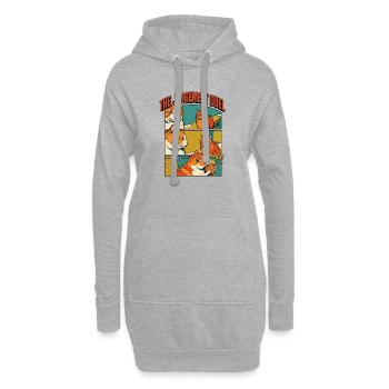 Drôle de bande dessinée du duel des chats orange - Sweat-shirt à capuche long Femme - gris chiné - Devant