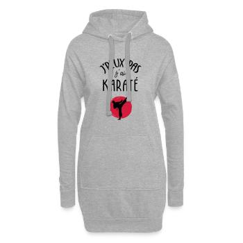 J'peux pas j'ai karaté - Sweat-shirt à capuche long Femme - gris chiné - Devant
