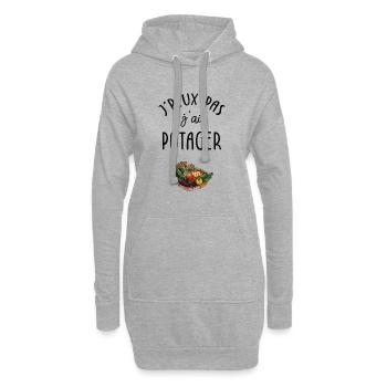 J'peux pas j'ai potager - Sweat-shirt à capuche long Femme - gris chiné - Devant