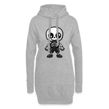 Skelett Halloween Comic - Hoodie-Kleid - Grau meliert - Vorne